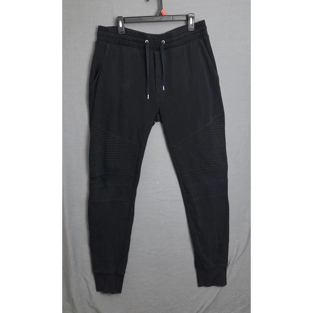 HM Divided Mens XL Black Moto Jogger Pants Ribbed Knee Streetwear Sweatpants